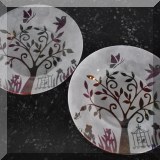 K37. set of 2 frosted glass plates with trees, birds and butterflies. 7.5” - $10 